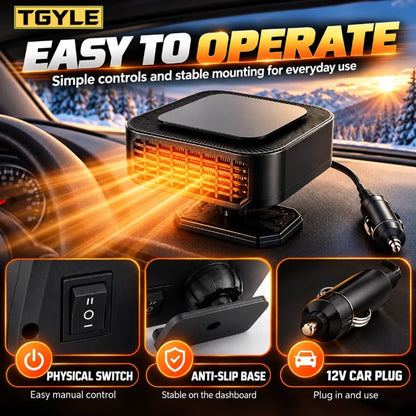 Portable Car Heater Defroster with 360-Degree Rotating Base
