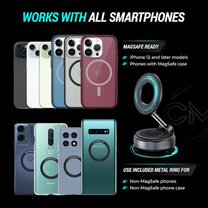 Fempick-X sticks to your car, mirror, desk, or wall. MagSafe compatible for GPS, calls, or shooting content.