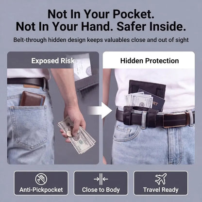 Belt-Attachable Anti-Theft Passport Pouch, Multifunctional Waist Pack for Passport, ID & Smartphone