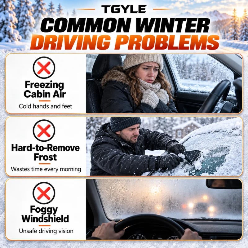 Portable Car Heater Defroster with 360-Degree Rotating Base